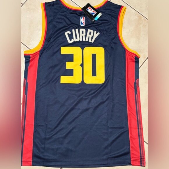Golden State Warriors Stephen Curry # 30 Jersey Blue/Yellow , Unisex - Picture 6 of 12